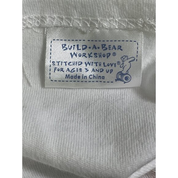 Build-A-Bear Workshop 2-Piece Outfit White Halter Top Denim Skirt Floral Print - Picture 4 of 7